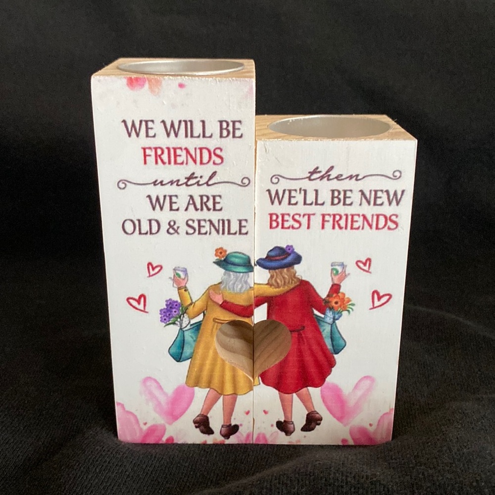 NWOT Best Friends Tea Light Candle Holders